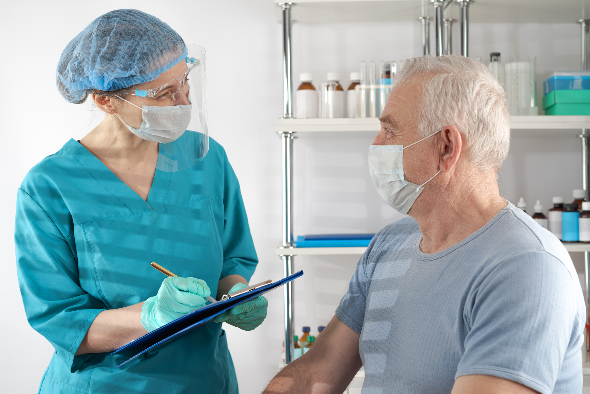 Clinical trial - doctor and elderly man